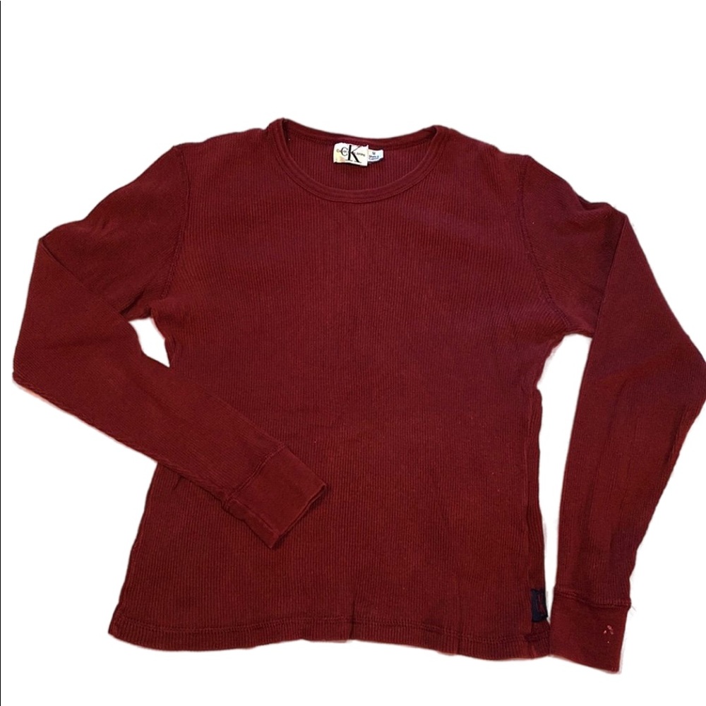 Calvin Klein waffle weave shirt, burgundy, size M